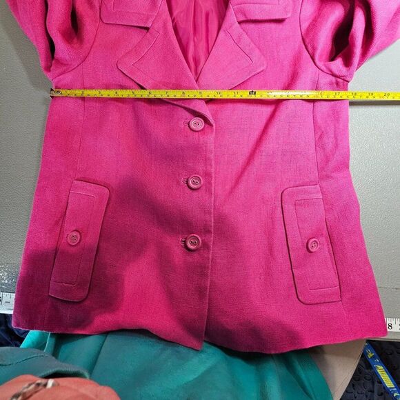 Talbots Womens 2 Pink Linen Three Button Blazer - Picture 6 of 13